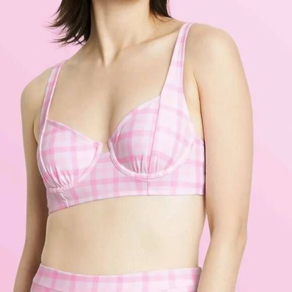 Stoney Clover for Target Pink Gingham Bikini Swim Top - Picture 1 of 5